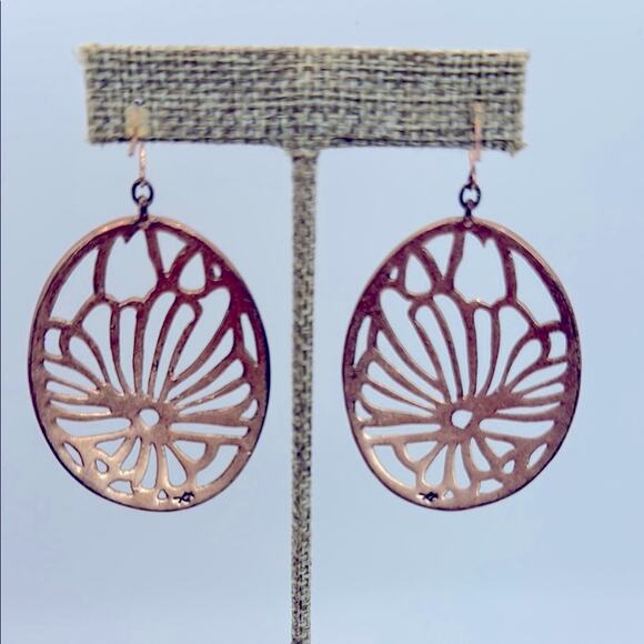 Fossil Rose Gold Filigree Earrings - Picture 4 of 7